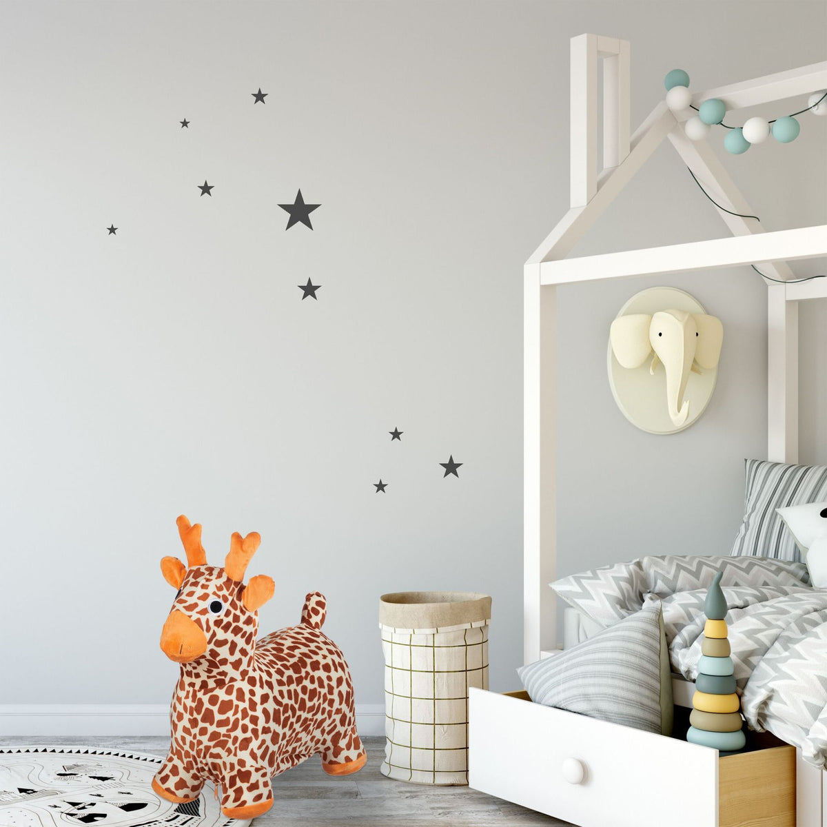 Jumping animal giraffe with cap