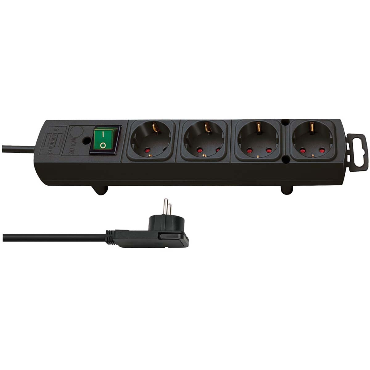 Junction box 4-Way 2 m Black - 4 x Grounded Contact TYPE F