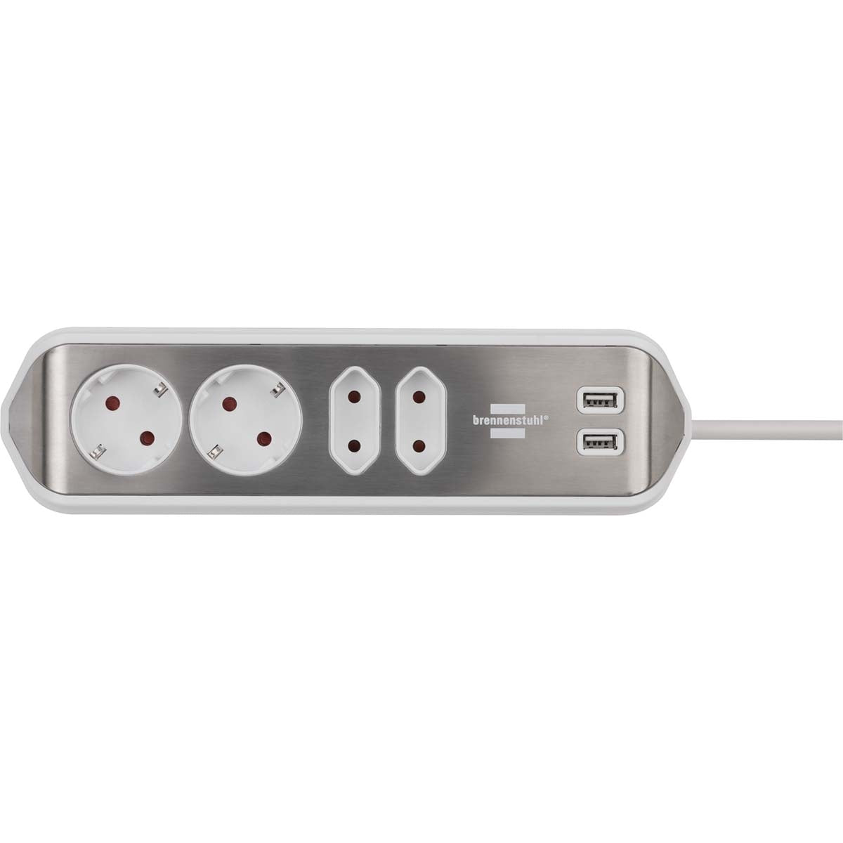 Junction box Desktop-Power 4-Way 2.00 m Silver - Grounded Contact TYPE F