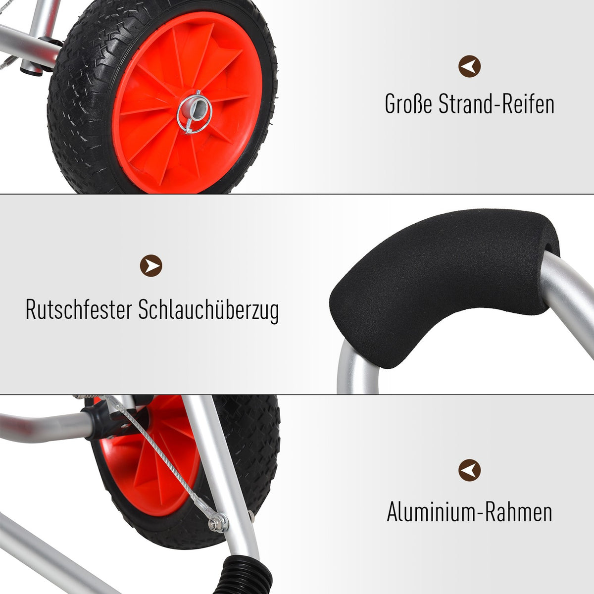 Kayak Trolley, Aluminum Boat Trolley, Foldable, Transport Trolley With Pu Tires, Silver, Up To 75 Kg, 75X43X46 Cm