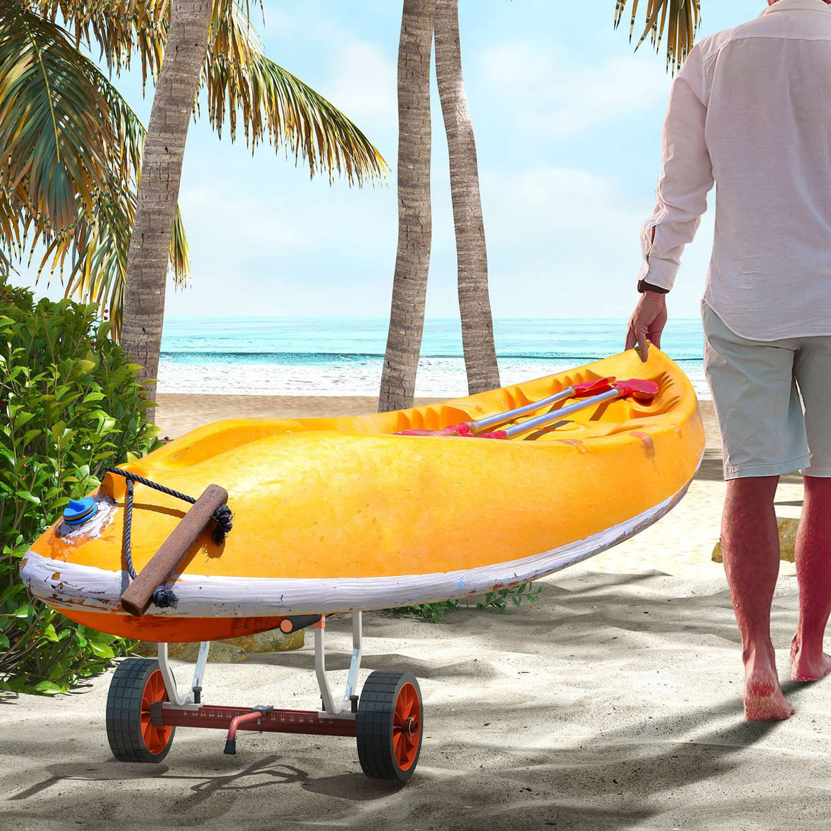 Kayak Trolley Canoe Trolley Adjustable Boat Trolley Surf Trolley Boat Trailer With Tension Strap, Transport Trolley For Canoe, Green + Black