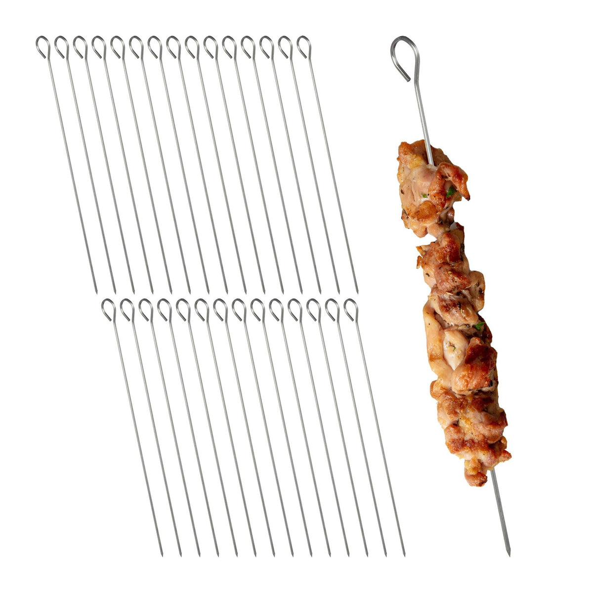 Kebab skewers in stainless steel, 30-pack