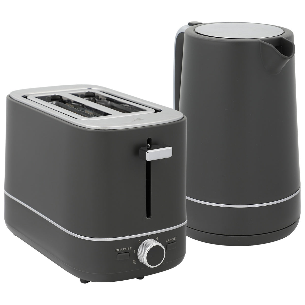 Kettle & Toaster Set, 1.7L, 6 Browning Levels, Gray