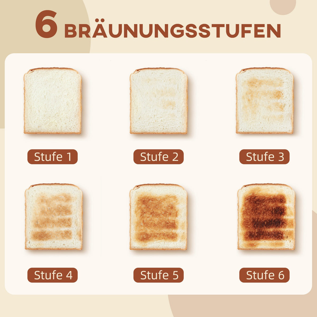 Kettle and Toaster Set, 1.7L, 6 Browning Levels, Beige