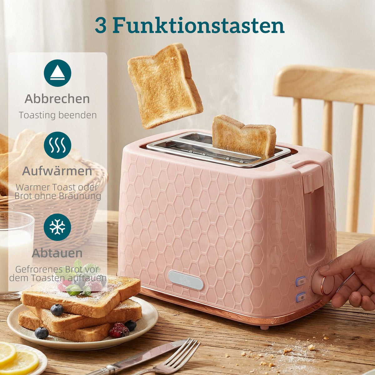 Kettle and Toaster Set, 1.7L Fast Boil, 2-Slice, Pink
