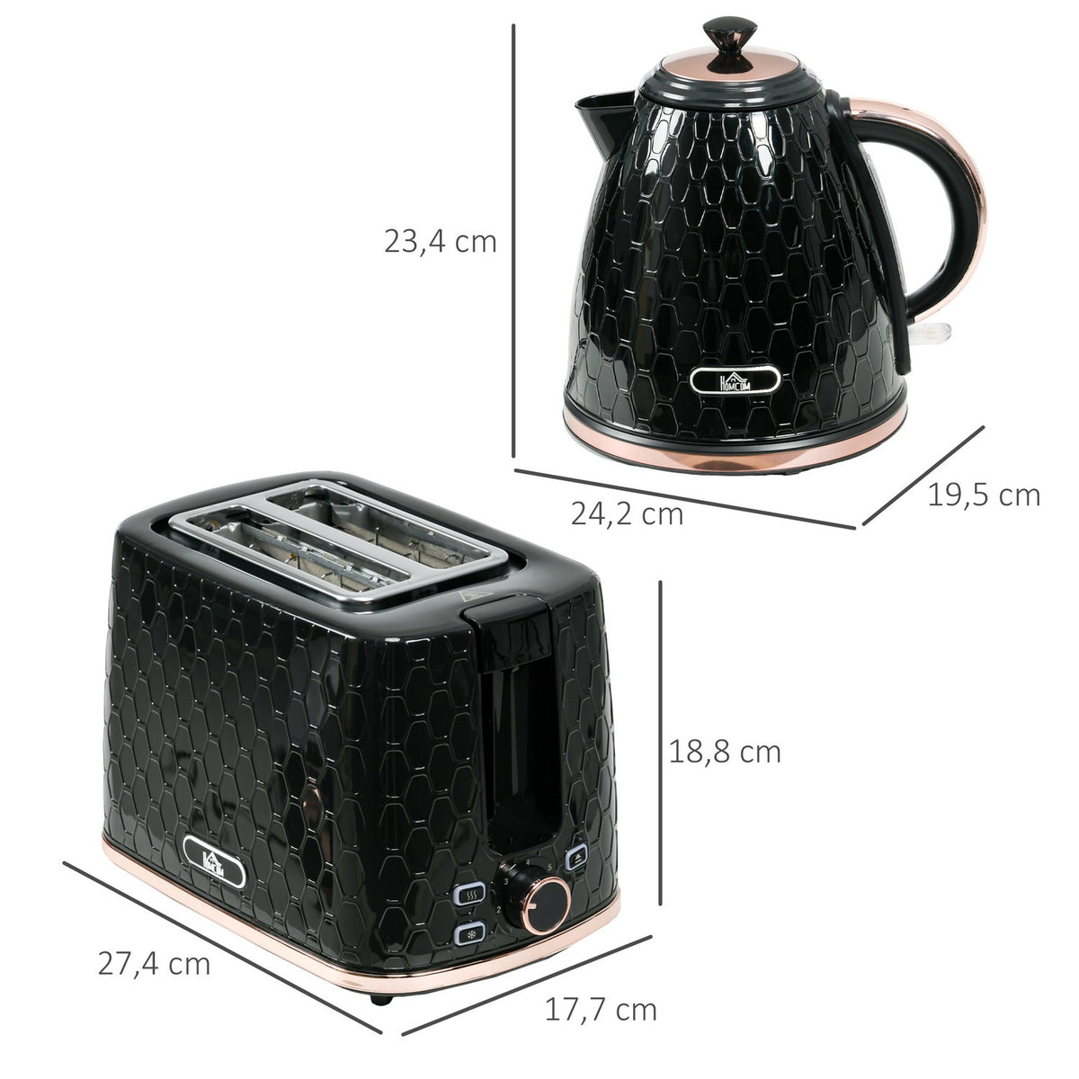 Kettle and Toaster Set, 1.7L, Multi-Mode, LED Display