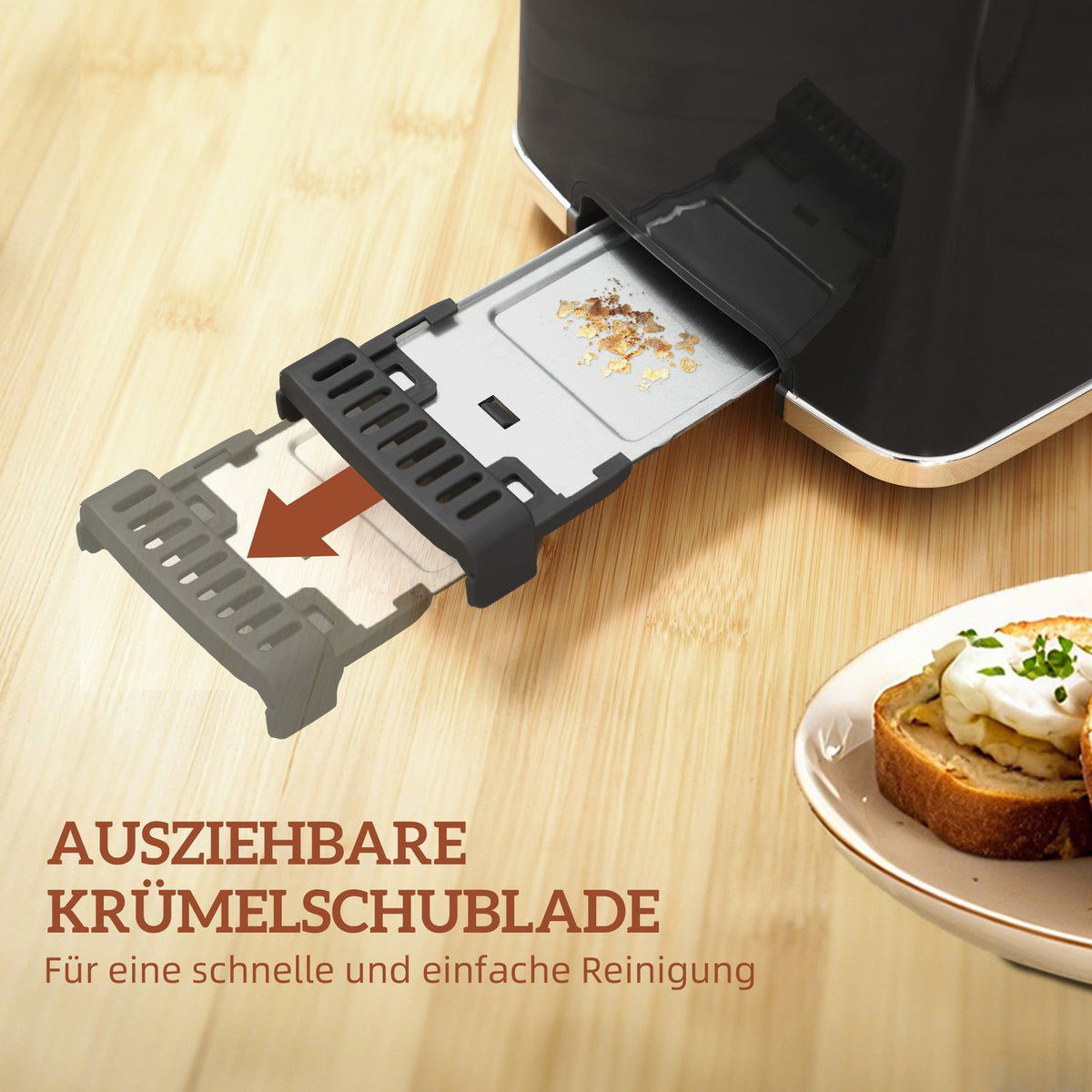 Kettle and Toaster Set, LED Touch, 1.7L, 2 Slots, Black