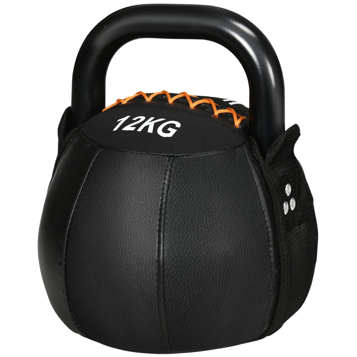 Kettlebell 12 Kg Kettlebell With Steel Handle For Strength Training, Weight Lifting, Core Training, Floor-Friendly Faux Leather Coat, Black