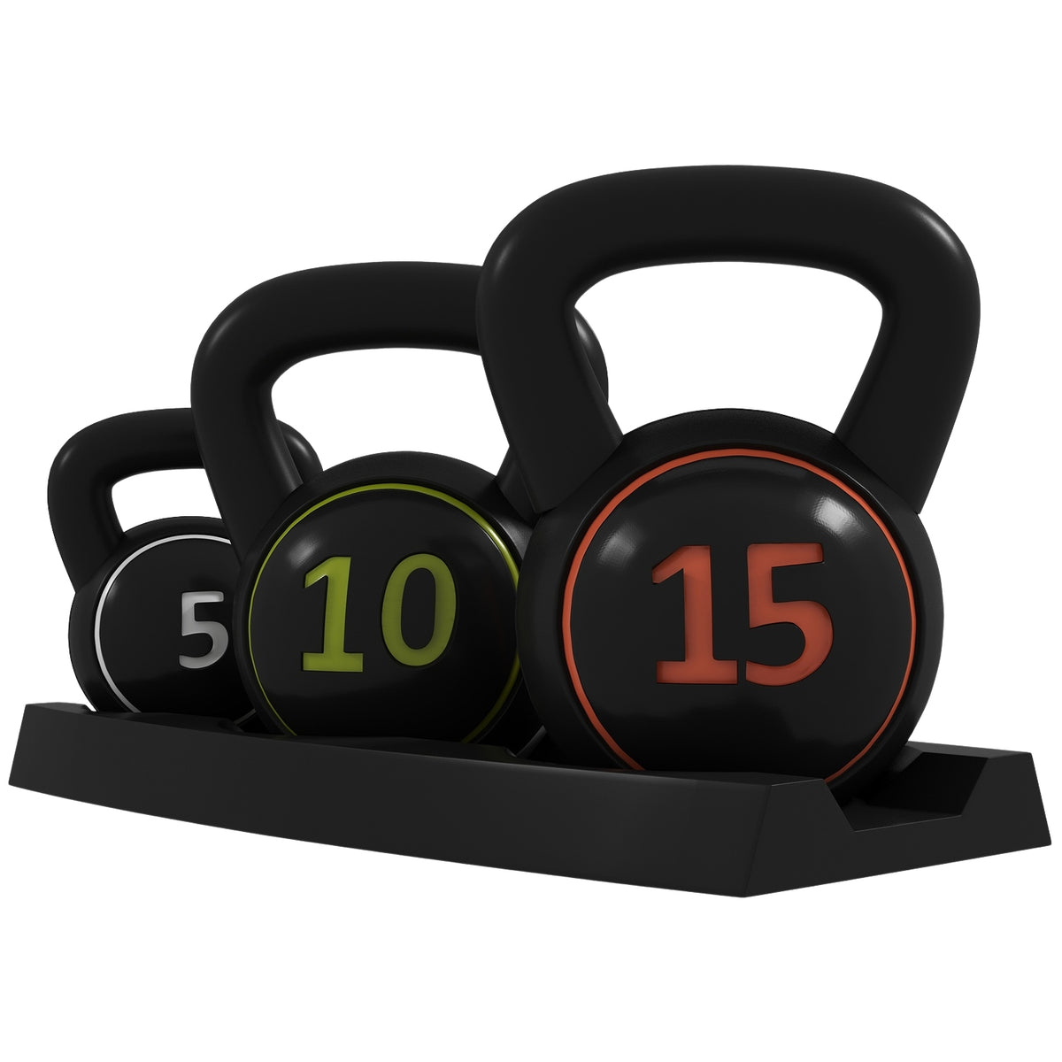 Kettlebell, 2.2Kg, 4.5Kg, 6.8Kg Kettlebell, Set Of 3 Ball Weights For Gymnastics, Strength Training, Black