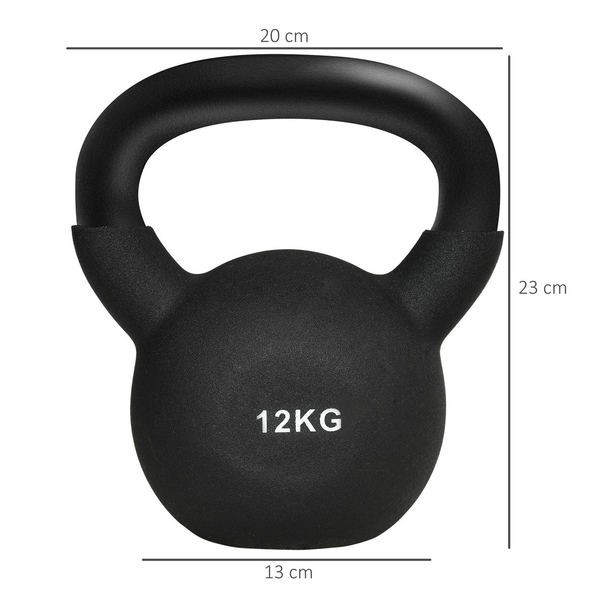 Kettlebell Cast Iron Neoprene Coating Floor-Friendly Swing Dumbbell Black 12 Kg