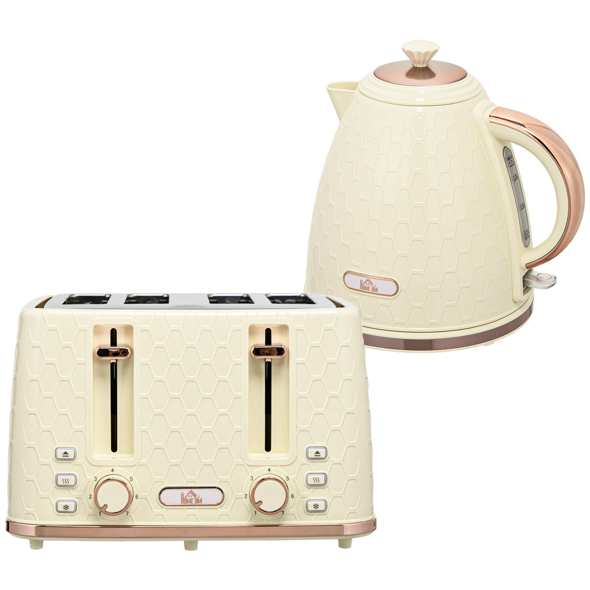 Kettle with toaster 1.7L kettle 4 slices of toast breakfast set with 7 browning levels, automatic switch-off, defrost & reheat function and crumb tray, beige |