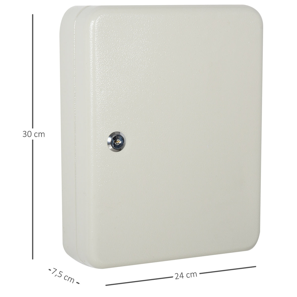 Key Cabinet Key Box With 93 Hooks, Lockable, Steel, Cream White, 30X24X7.5Cm
