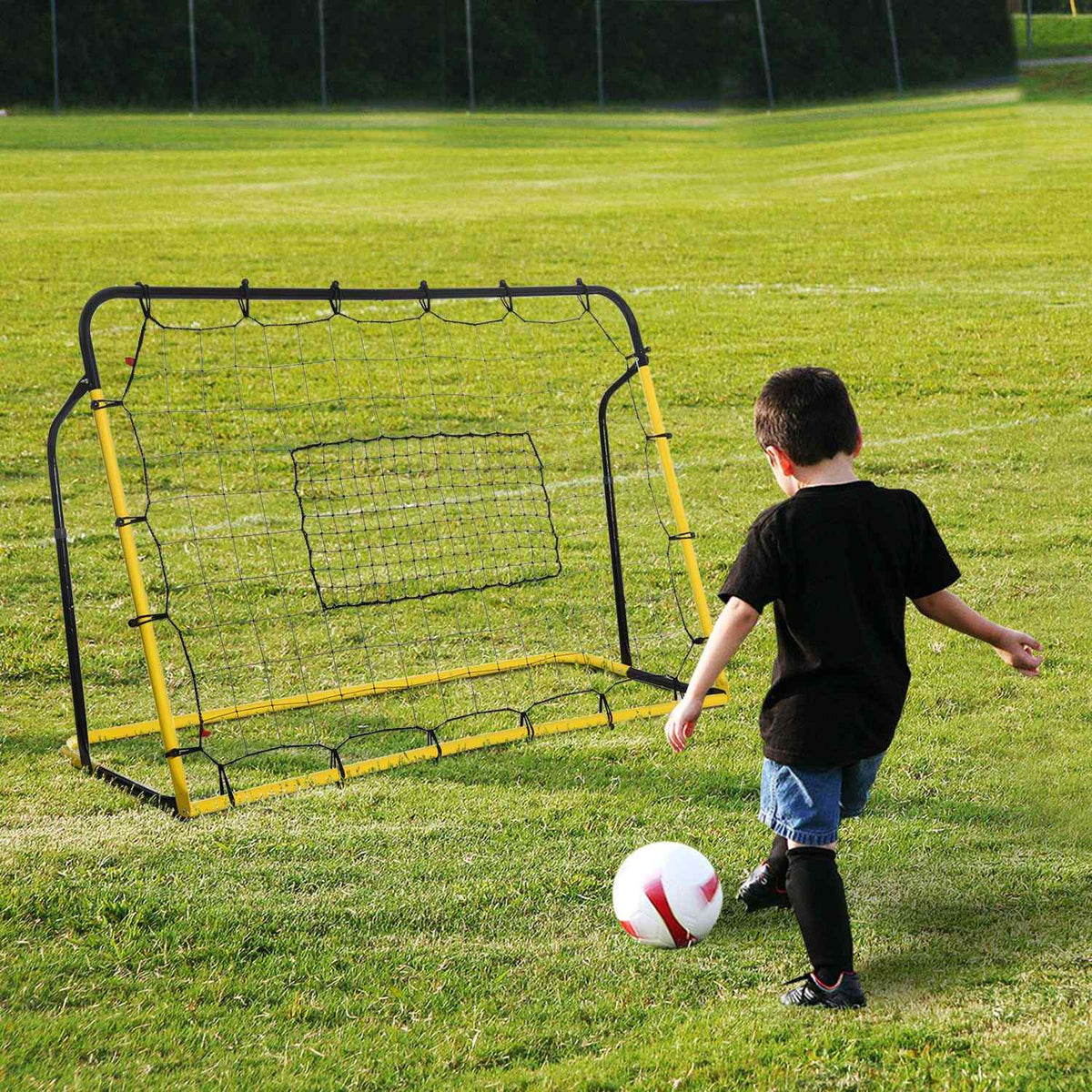 Kickback Football Rebounder Goal Rebound Wall Net For Football, Basketball, Baseball, Yellow+Black, 184X63X123 Cm