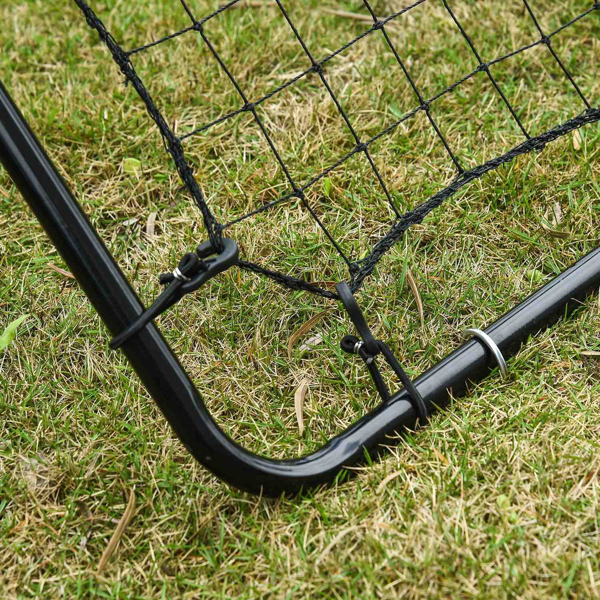 Kickback Rebounder Goal Rebound Wall Net, Steel+Pe, 75X126Cm, Training Aid For Football, Black