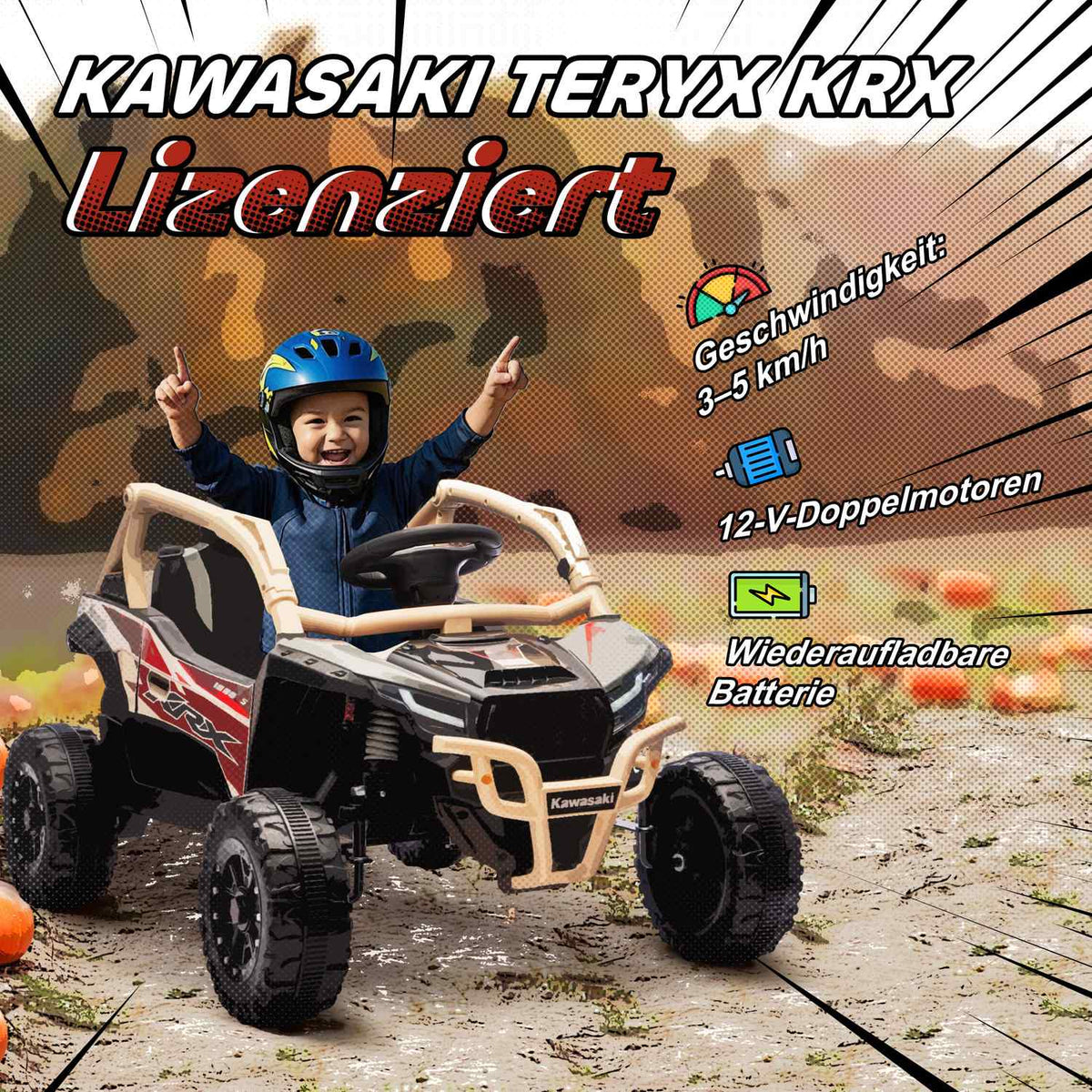 Kids 12V Electric Off-Road Vehicle, Remote, LED, Yellow