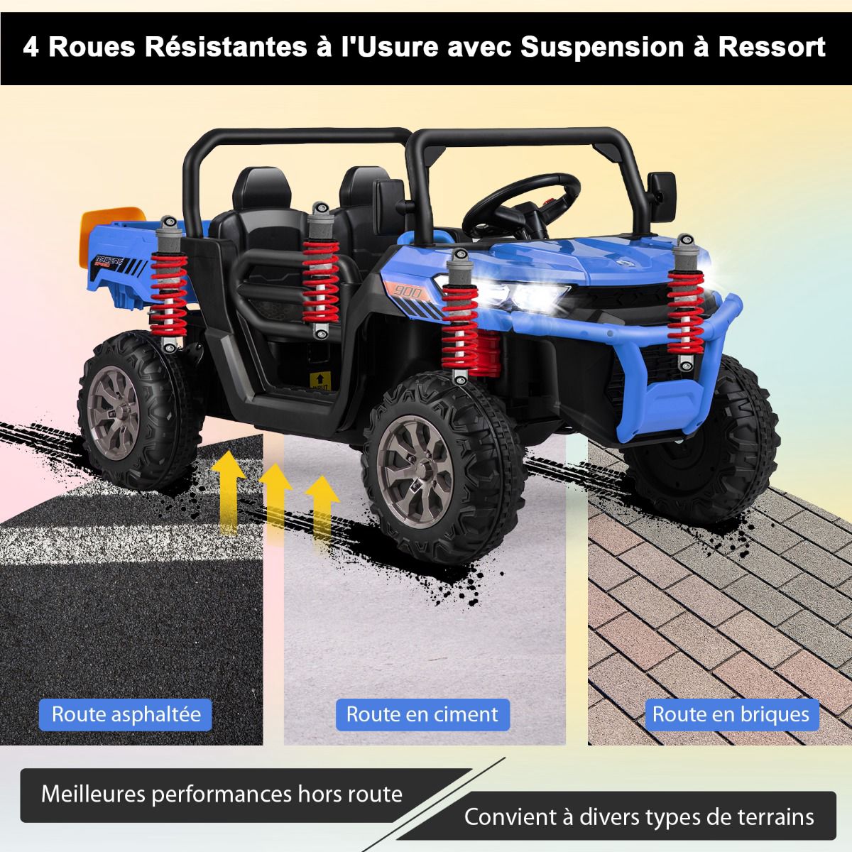 Kids 12V Ride-On Dump Truck, 2-Seater, Remote, Blue