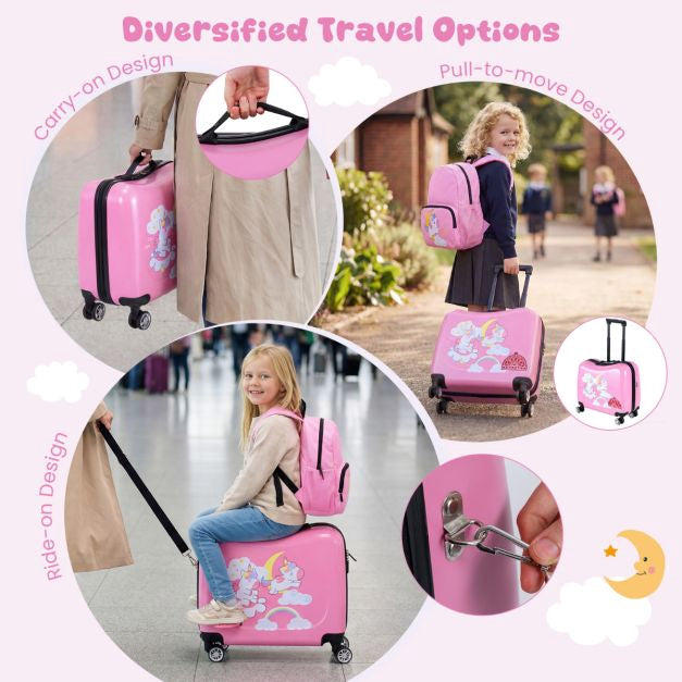 Kids 2-Piece Ride-On Carry-On Luggage Set, Backpack