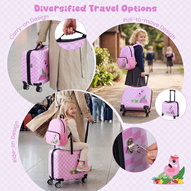 Kids 2-Piece Ride-On Carry-On Luggage Set, Backpack