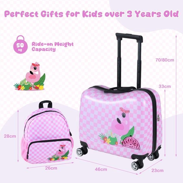 Kids 2-Piece Ride-On Carry-On Luggage Set, Backpack