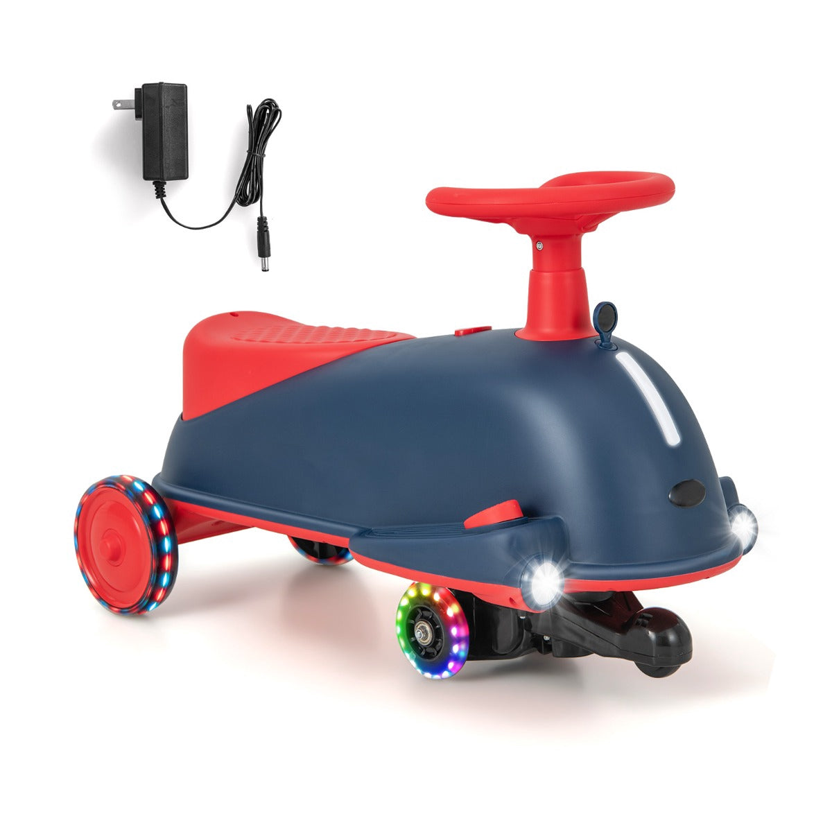 Kids 2-in-1 Electric Wobble Car, Light-Up Wheels, Music