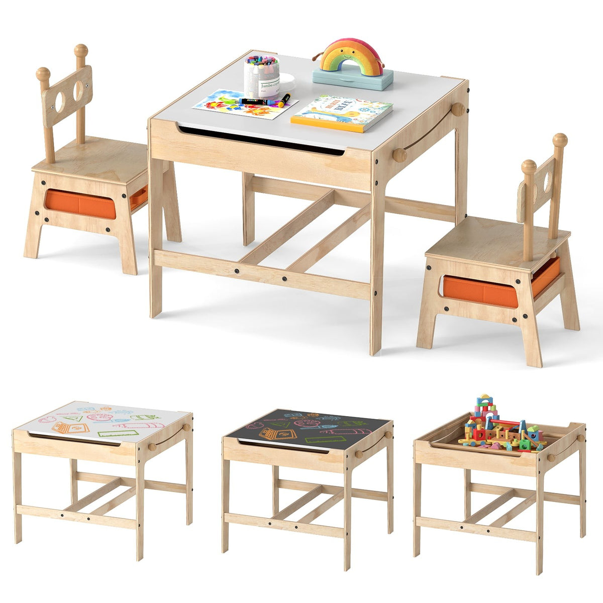 Kids' 4-in-1 Activity Table Set with Robot Chairs