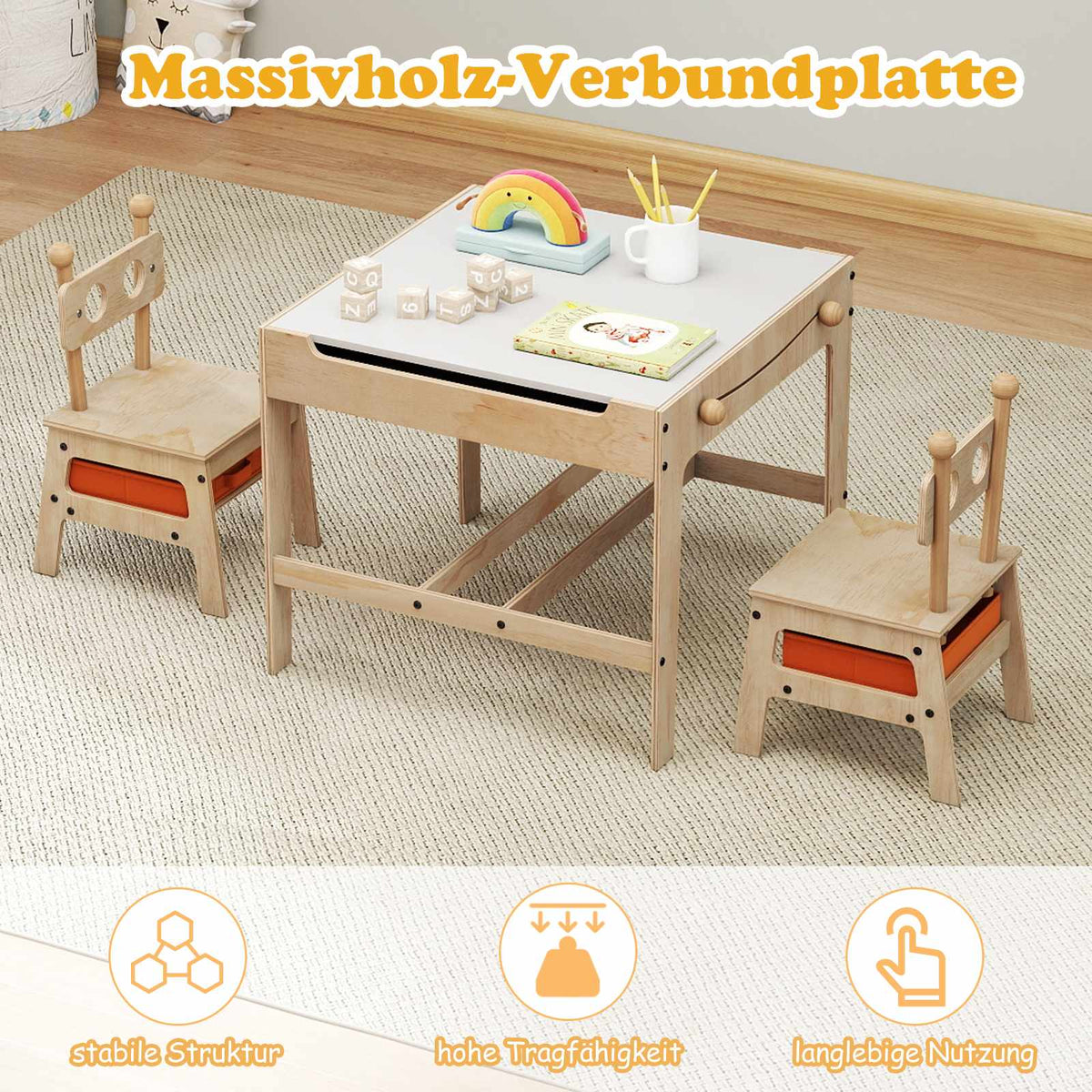 Kids' 4-in-1 Activity Table Set with Robot Chairs