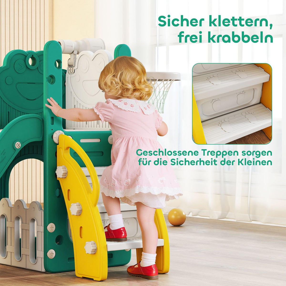 Kids' 5-in-1 Slide Set with Telescope & Basketball Hoop