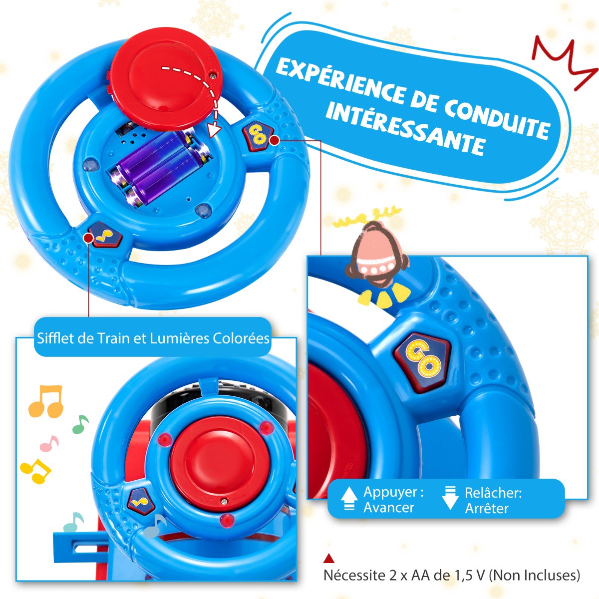 Kids 6V Ride-On Train With 16-Piece Track, Lights, Music