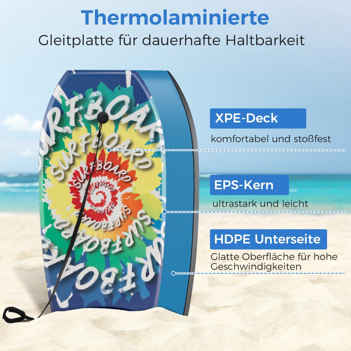 Kids Bodyboard 84cm with EPS Core, XPE Deck, HDPE Bottom