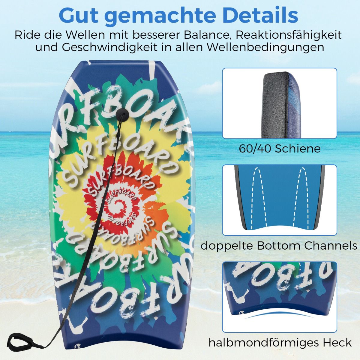 Kids Bodyboard 84cm with EPS Core, XPE Deck, HDPE Bottom