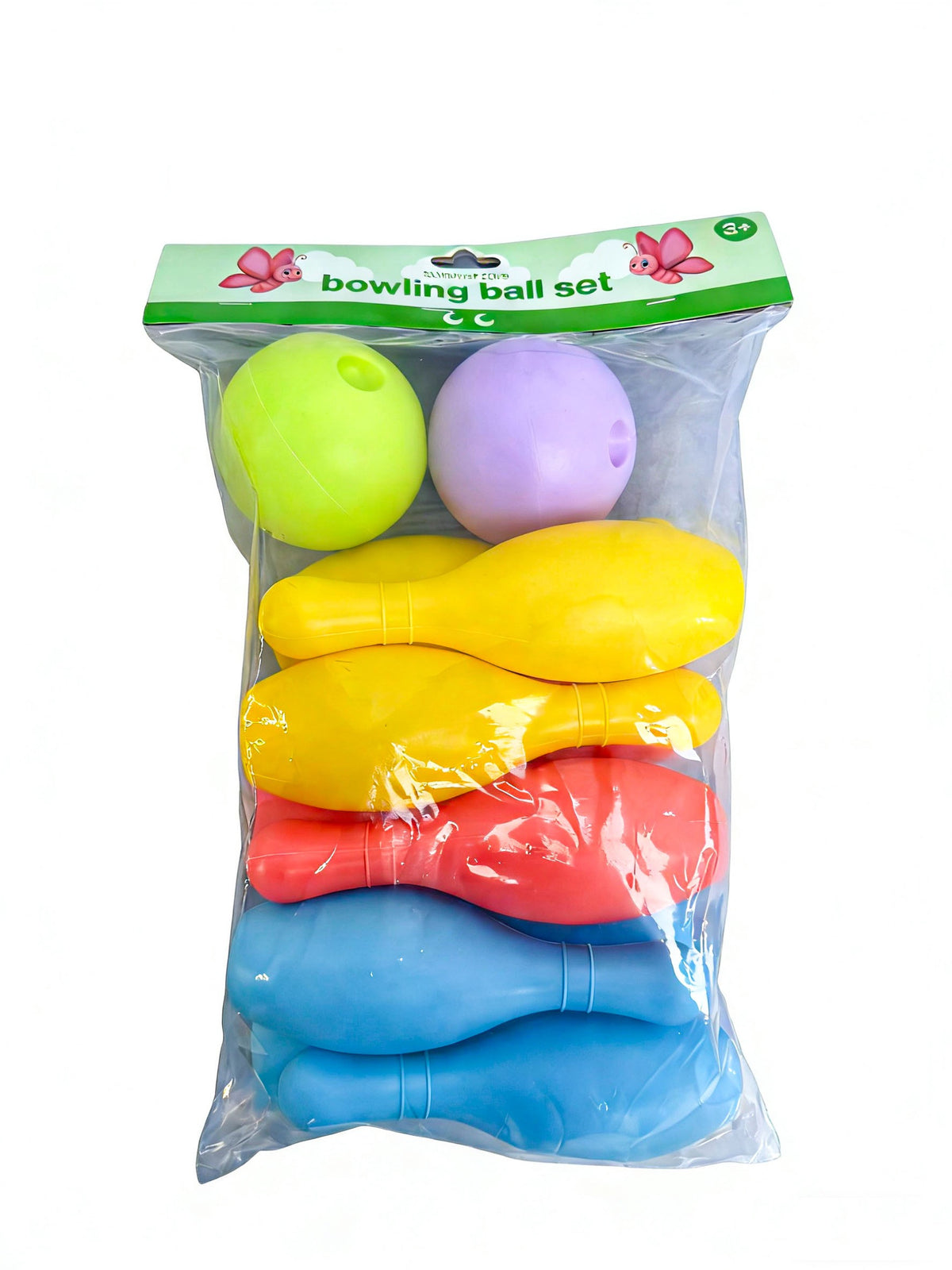 Kids Bowling Ball Set, 2 Balls & 6 Pins, Indoor/Outdoor Play