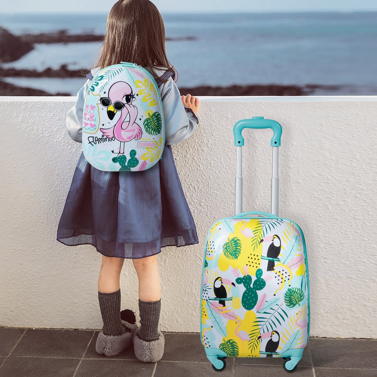 Kids Carry-On Luggage Set, 16in Suitcase, 12in Backpack