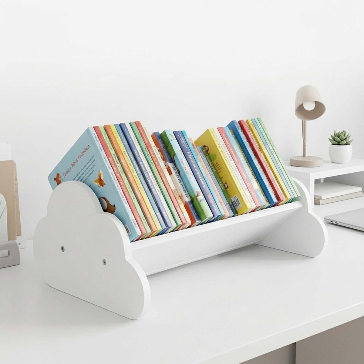 Kids' Cloud Bookshelf, White MDF, 17x43x29 cm
