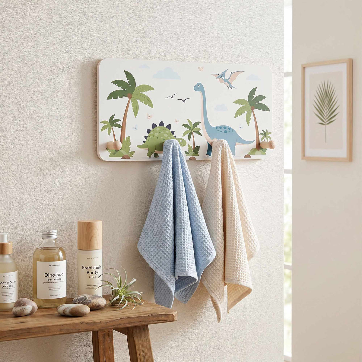 Kids' Coat Rack, 4 Hooks, MDF & Pine, 20x40 cm