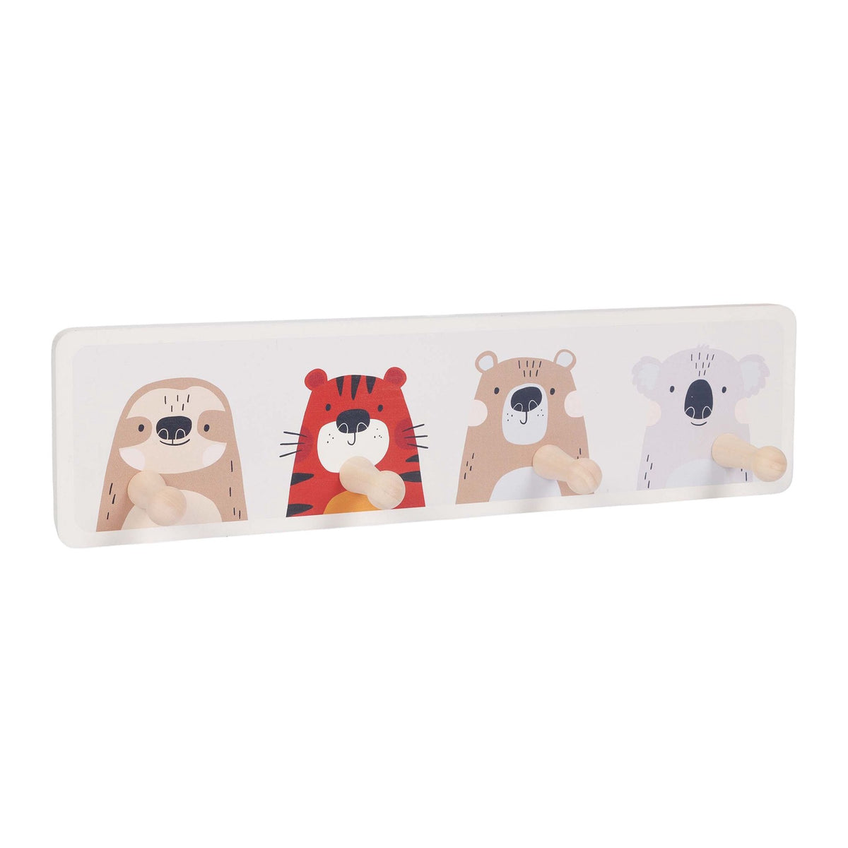 Kids' Coat Rack with 4 Hooks, MDF & Pine, 10x38 cm