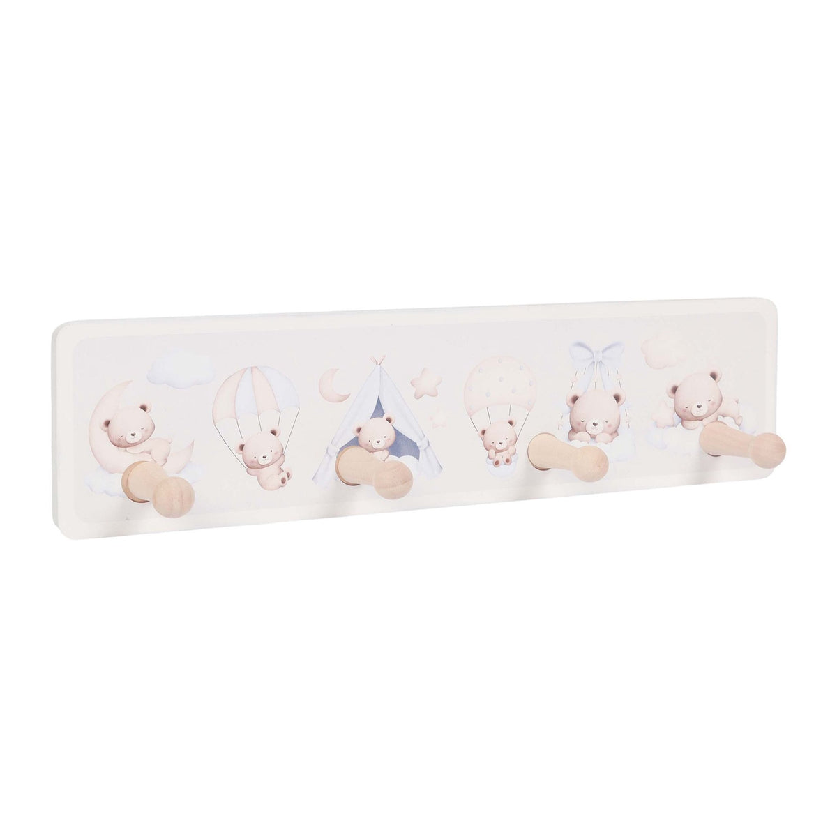 Kids' Coat Rack with 4 Hooks, MDF & Pine, 10x38 cm