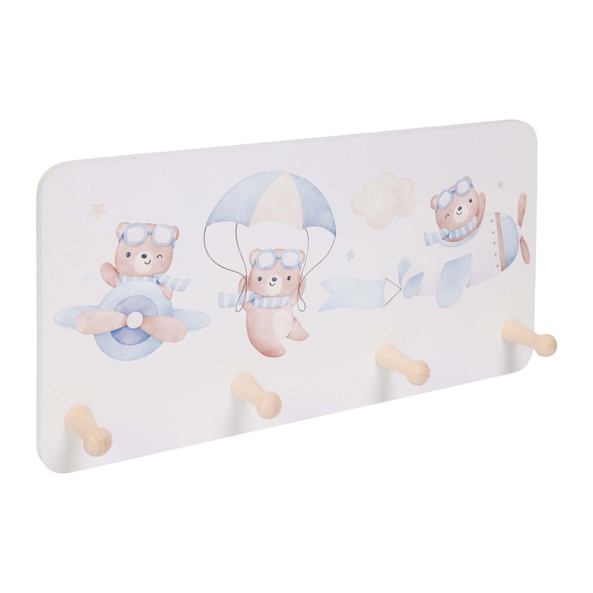 Kids' Coat Rack with 4 Hooks, MDF & Pine, 20x40 cm