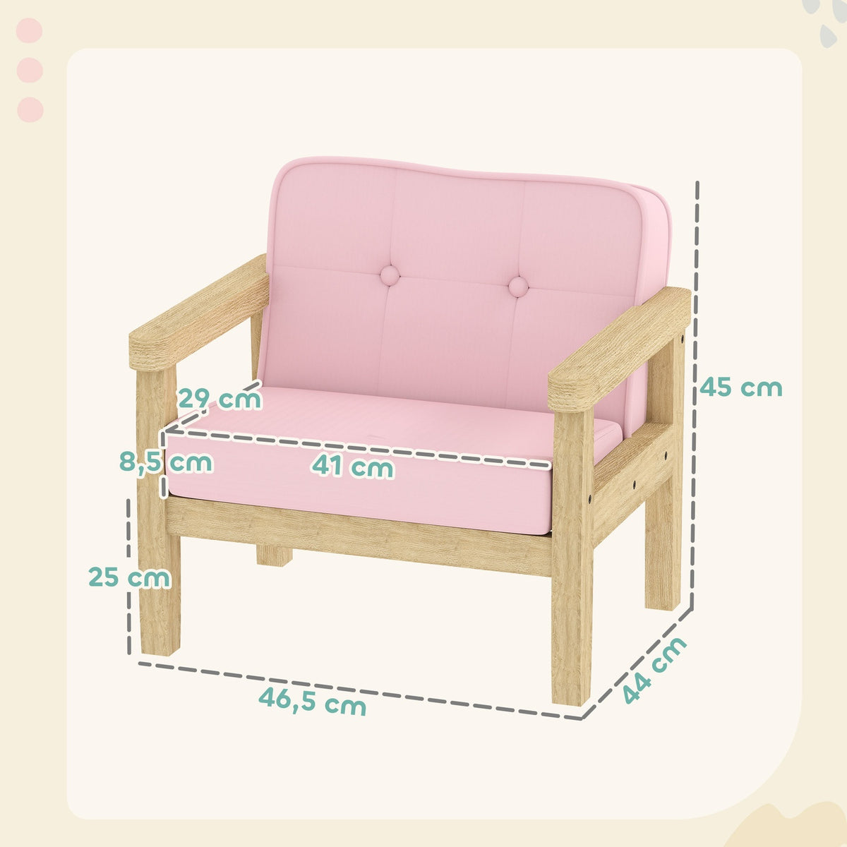 Kids Corduroy Chair, Foam, Wood Legs, 3-8 Years, Pink