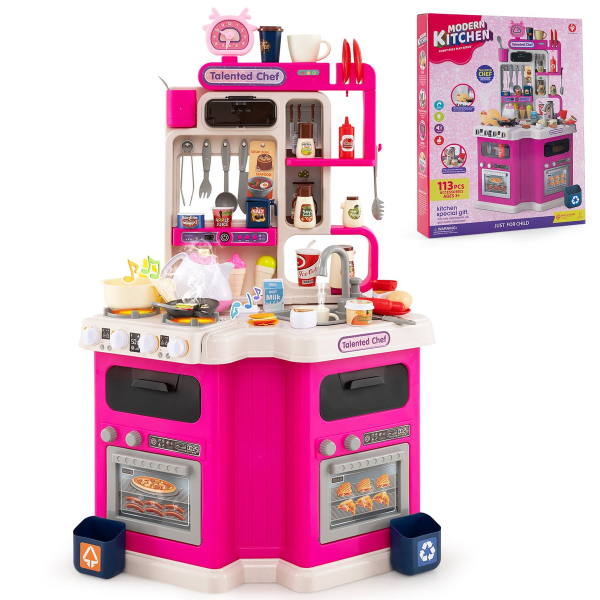Kids' Corner Kitchen Set with Lights, Sounds & 75 Accessories