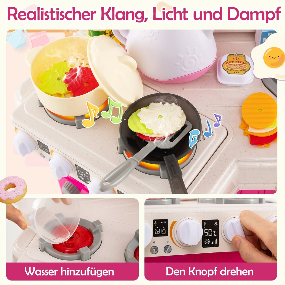 Kids' Corner Kitchen Set with Lights, Sounds & 75 Accessories