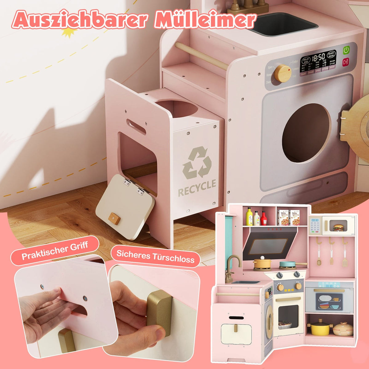 Kids' Corner Wooden Kitchen with Lights & Sounds