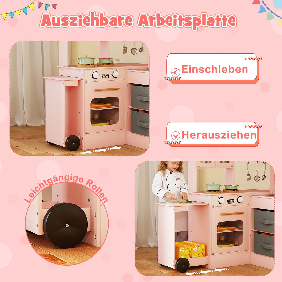 Kids' Corner Wooden Play Kitchen with Light & Sound