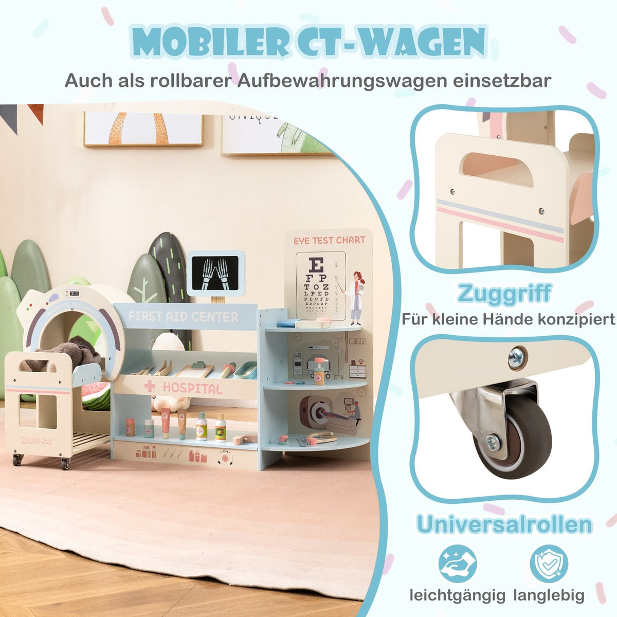 Kids Doctor Playset with Eye Chart & Toy CT Scanner