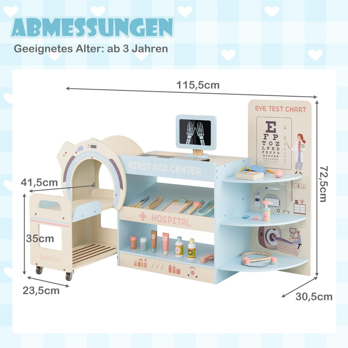 Kids Doctor Playset with Eye Chart & Toy CT Scanner