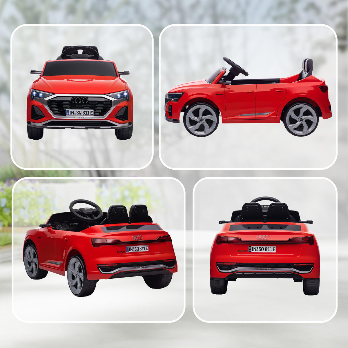 Kids' Electric Car, 12V Audi Q8, Remote, Lights, Music, Red