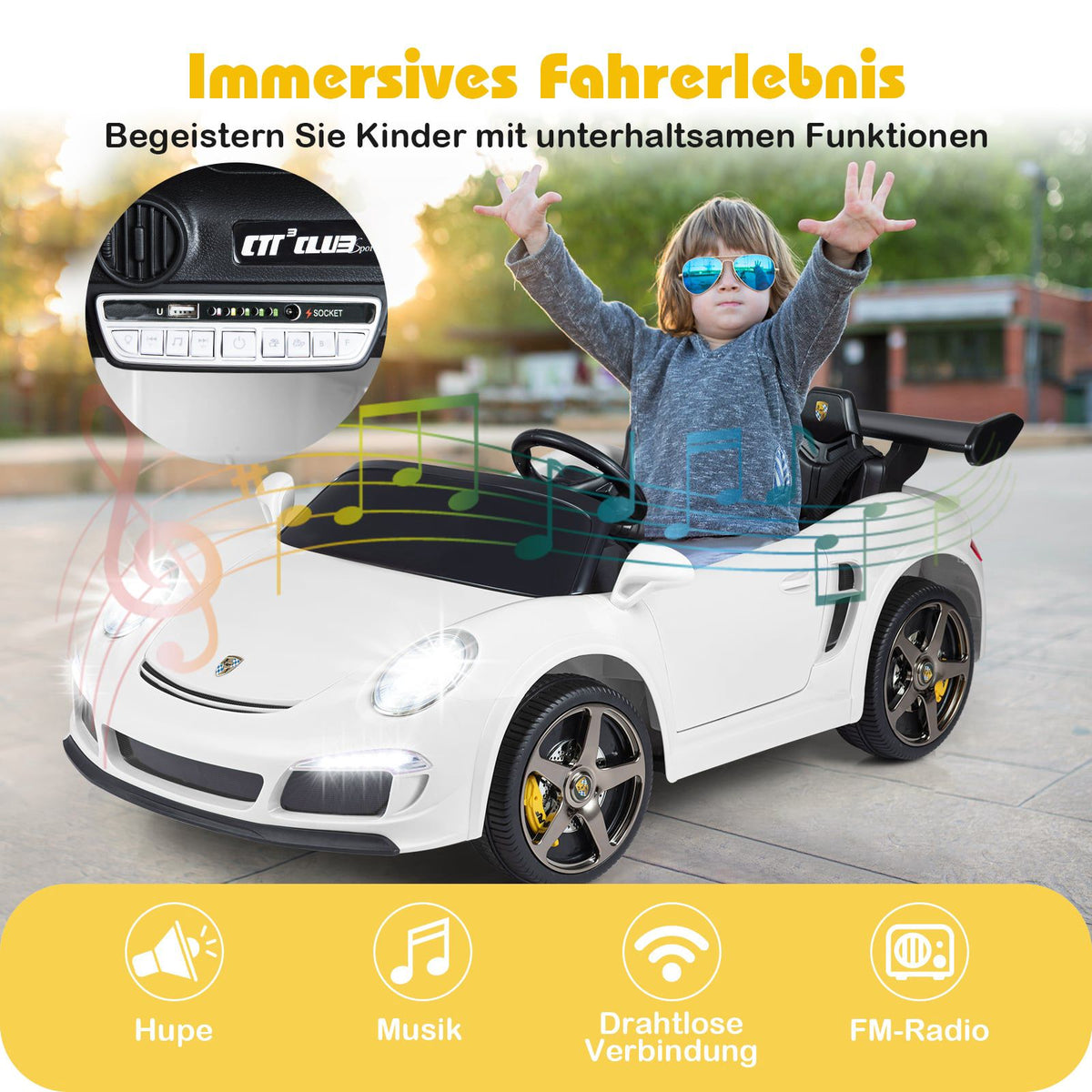 Kids Electric Car 12V, Remote Control, LED Lights, 4WD