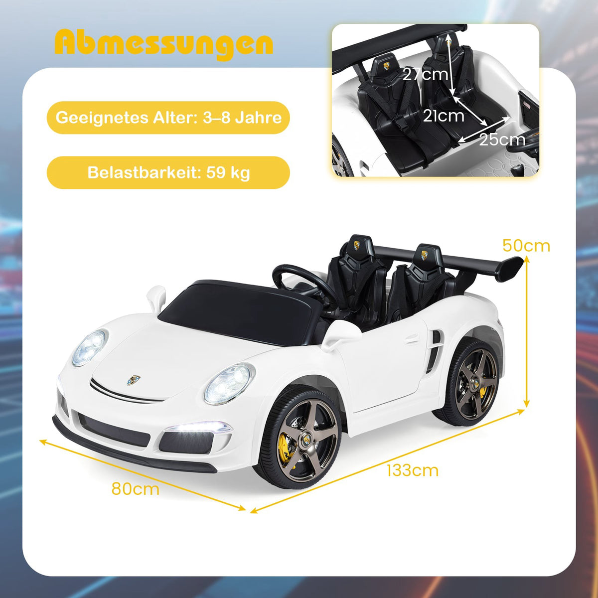 Kids Electric Car 12V, Remote Control, LED Lights, 4WD