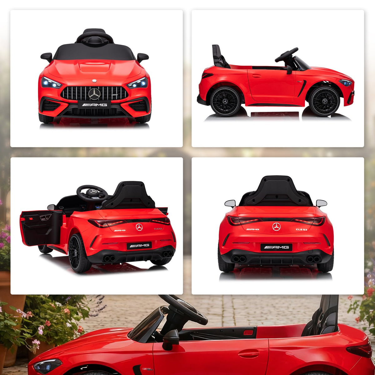 Kids Electric Car, Mercedes Design, 12V, Remote, LED, Red