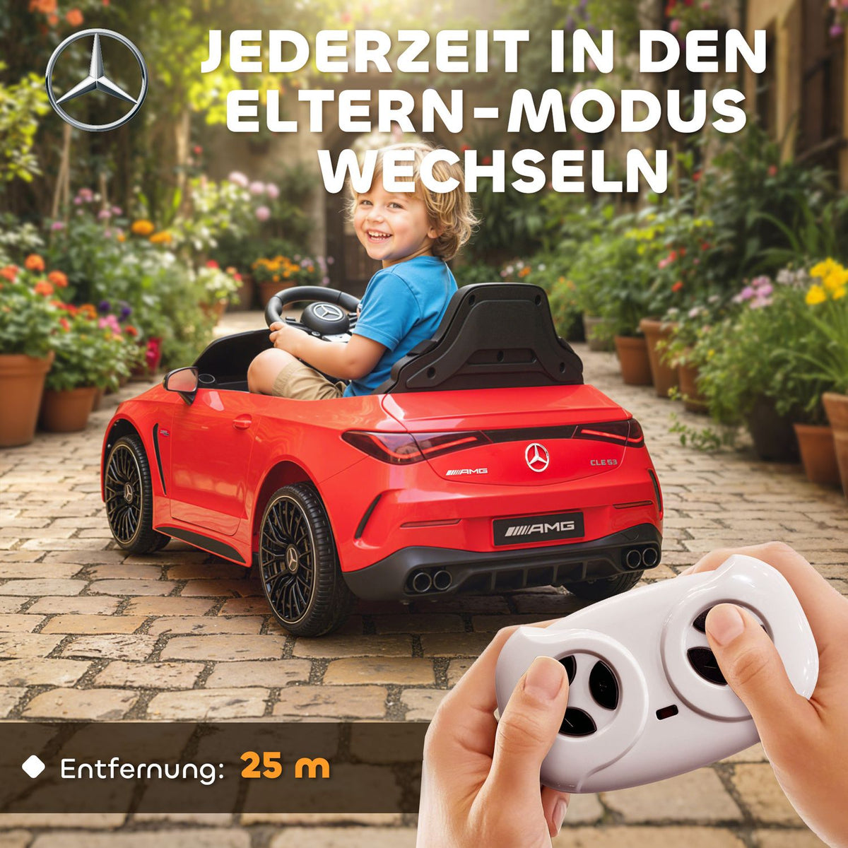 Kids Electric Car, Mercedes Design, 12V, Remote, LED, Red