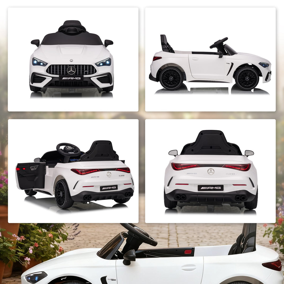 Kids Electric Car, Mercedes Design, 12V, Remote, LED, White